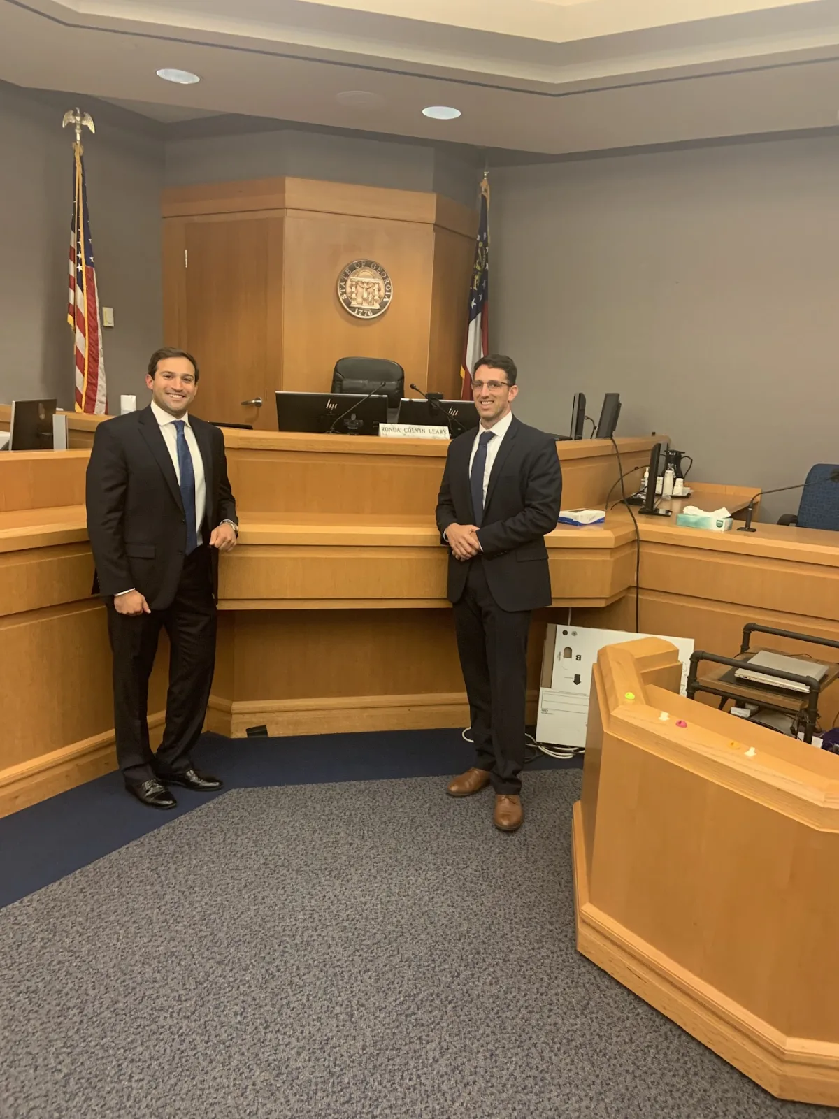 Ben Levy, left, and Eli Cohen in a Gwinnett County courtroom