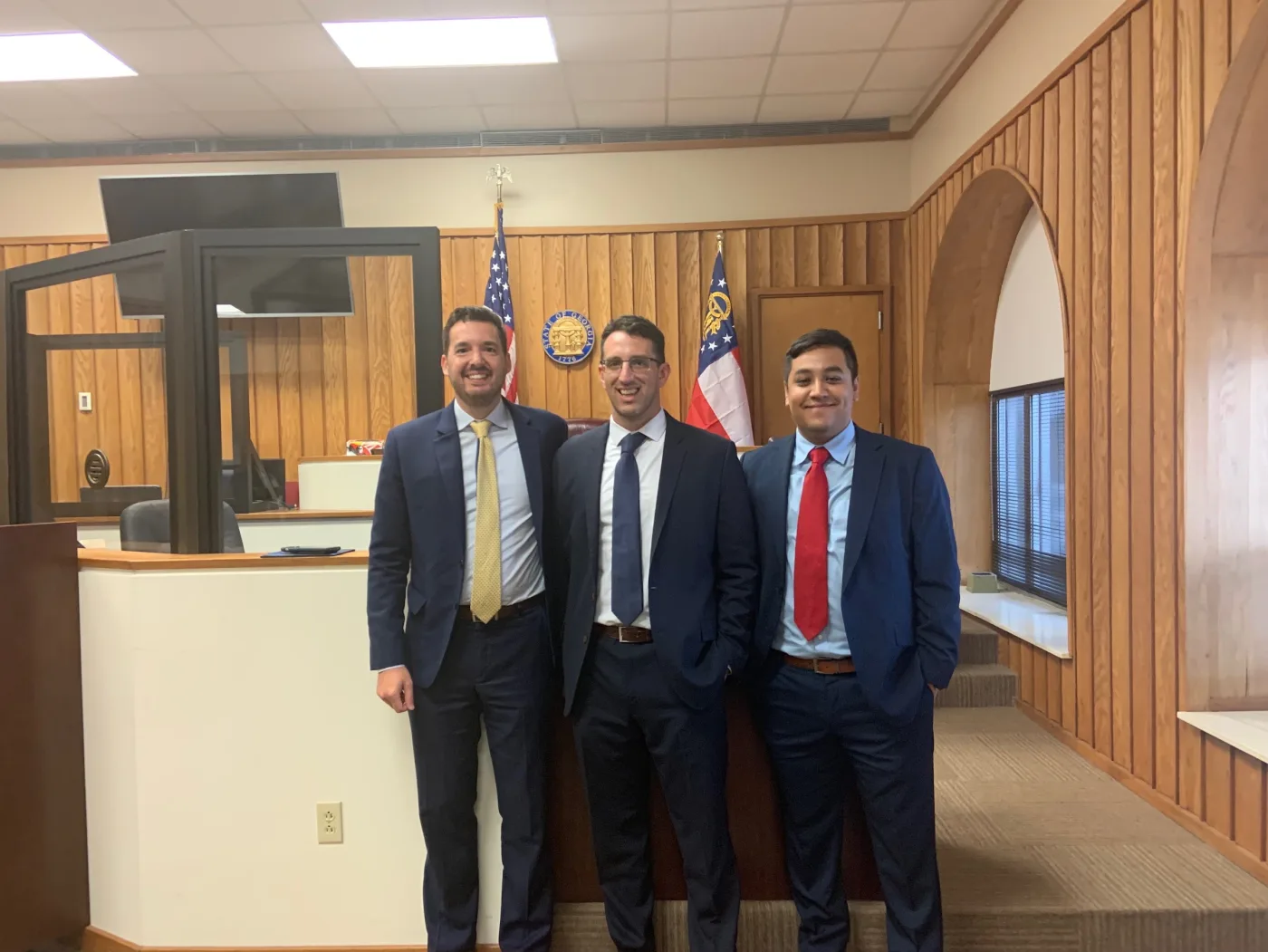 Matt Wetherington, Eli Cohen and Eric Gomez in a Dougherty County courtroom