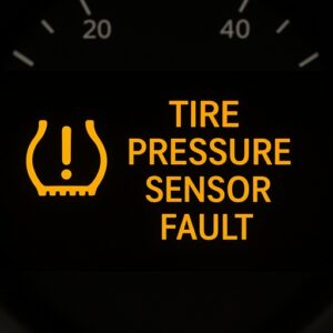tire pressure sensor fault displayed on a car dashboard