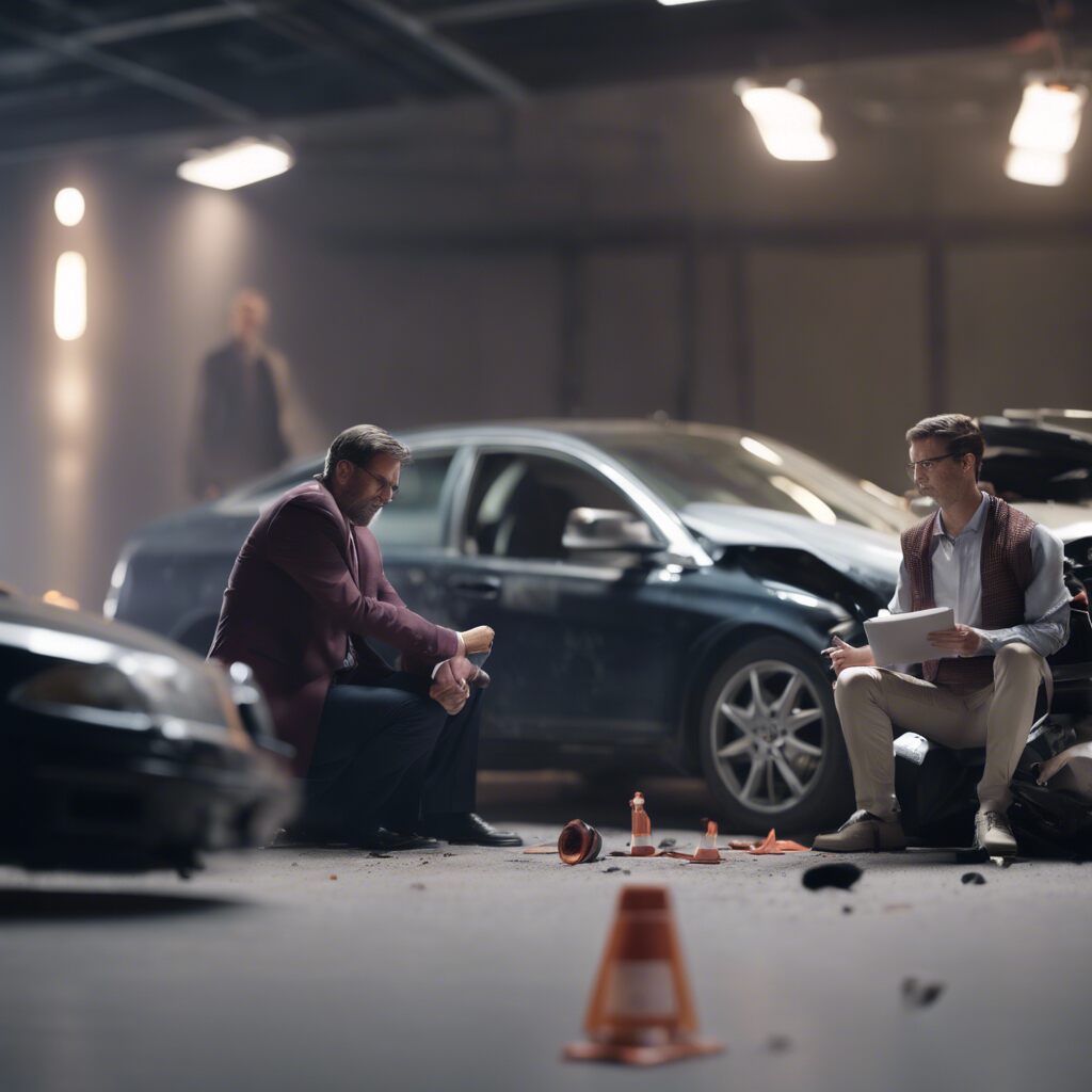 A lawyer engaging with a witness at an accident scene