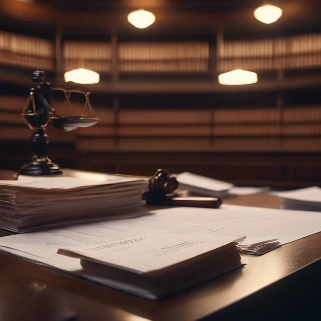 An image of a judge's office with papers on the table