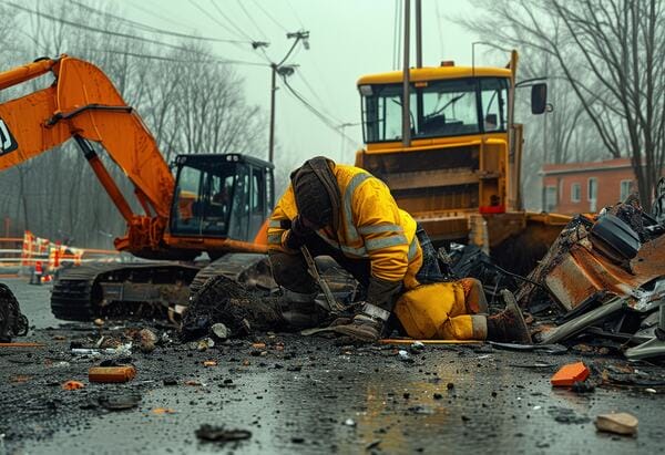 Accident scene in a construction site