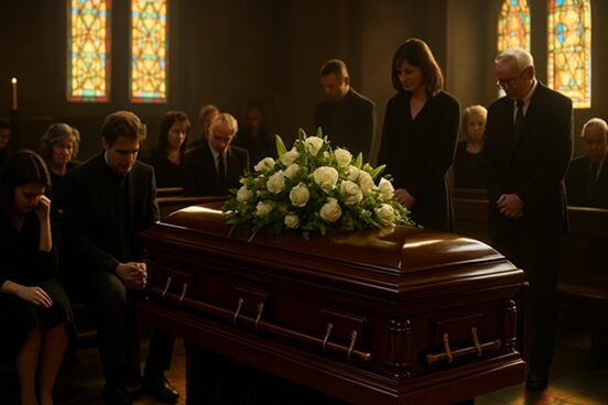 a family paying last respect to their loved one who died due to medical negligence at Emory hospital.