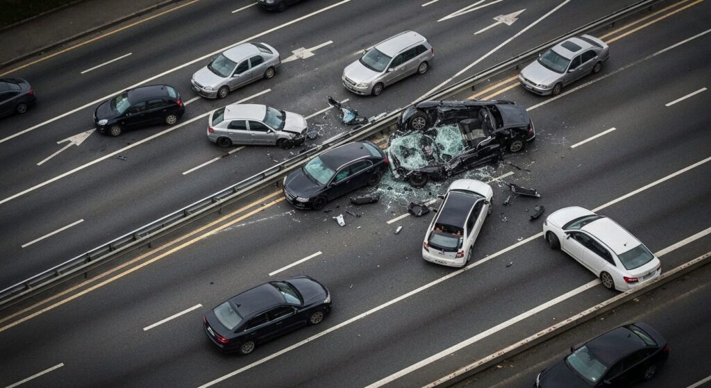 Various car accidents on city street